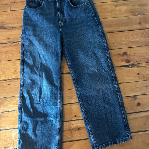 Sézane Jeans Le Crop Denim Blue Wide Leg Jeans Size 6 - Picture 3 of 8